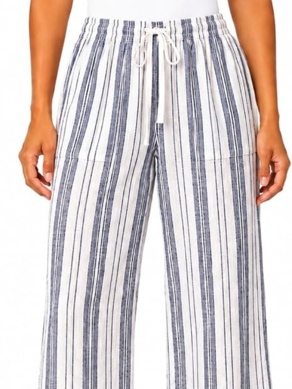 Roxy Linen Blend Crop Pants Women's Blue S Wide Leg Beach NWT